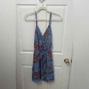 Blue Maroon Flower Dress